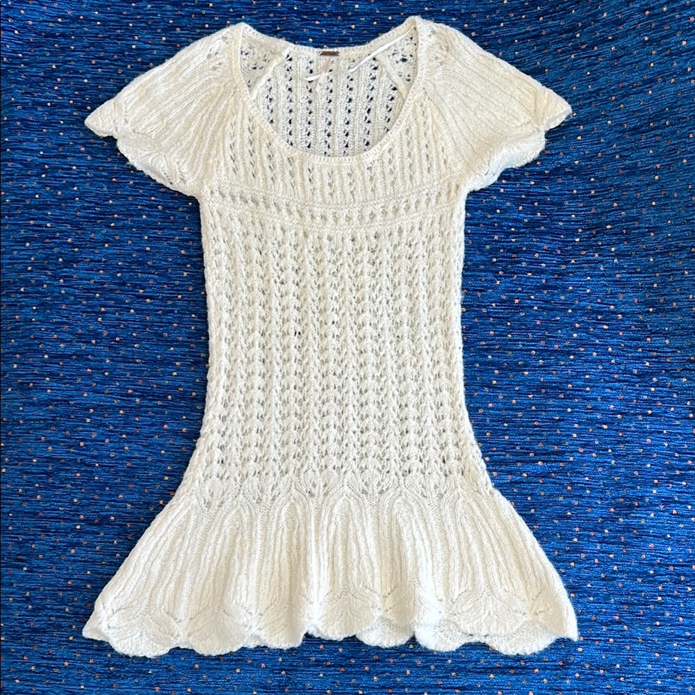 Free People cream colored open Knit Sweater or mini dress